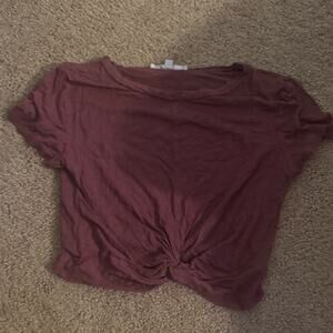 Gaze Burgundy Twist Front Tee